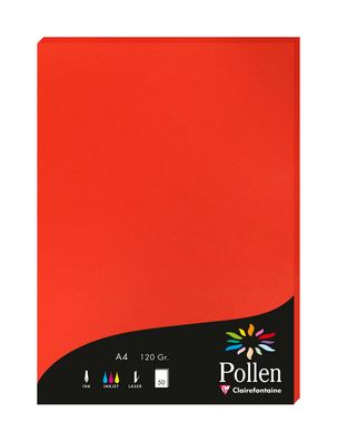 Clairefontaine Papier A4 Pollen 120g korallenrot 50Bl