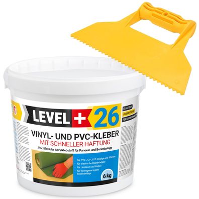 Vinylkleber PVC LVT CV Paneele Schnelle Haftung 6kg+Dreieckzahnspachtel L+26