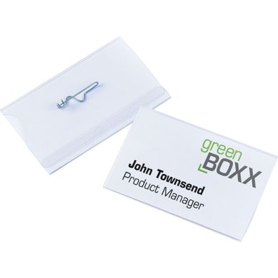 Durable Namensschild 54x90mm tr 50St mit Wellennadel