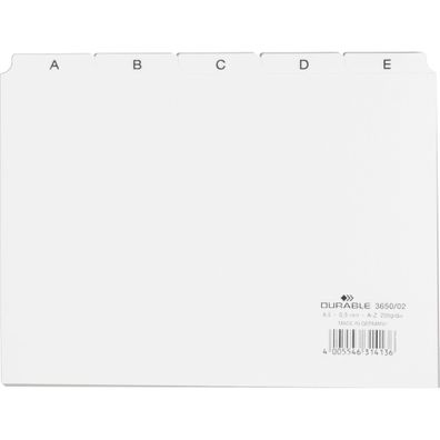 Durable Karteiregister A5 quer A-Z ws Kunststoff bedruckt 5/5 Teilg