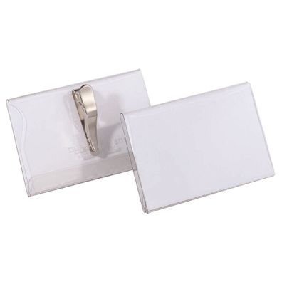 Durable Namensschild 54x90mm tr 25St mit Krokoklemme