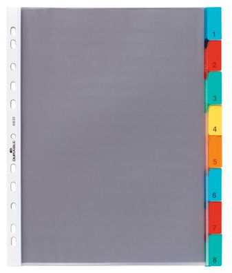 Durable Register Hüllenregister tr 8tlg farbige Grifftabe