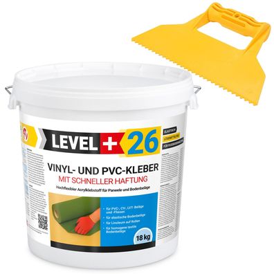 Vinylkleber PVC LVT CV Paneele Schnelle Haftung L+26 18kg+Dreieckzahnspachtel