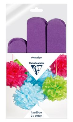 Clairefontaine Set Seide 3 Pompons Ø30x1 Ø40x2 vio