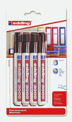 Edding Permanentmarker 3000 4er-Blister schwarz