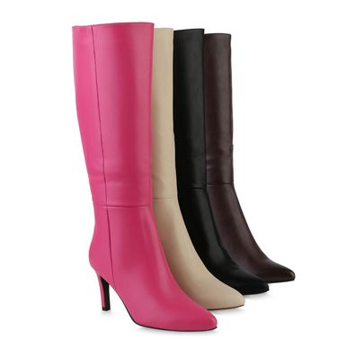 VAN HILL Damen Leicht Gefütterte Klassische Stiefel Spitze Basic Schuhe 839876