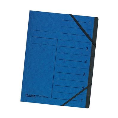 Falken Falken Ordnungsmappe Karton blau, 7 Fächer, 2 Gummizüge