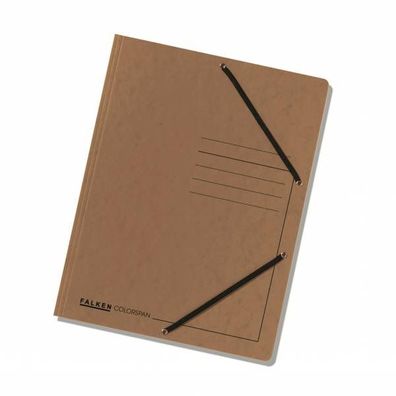 Falken Falken Einschlagmappe Karton braun, 3 Klappen, mit Gummizug