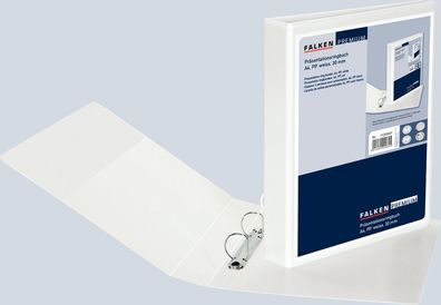 Falken Falken Präsentationsringbuch A4 weiß 2-Ring D-Mechanik 30 mm 3 Taschen