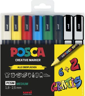 Faber Castell Marker UNI POSCA PC-5M 1,8-2,5 6 + 2