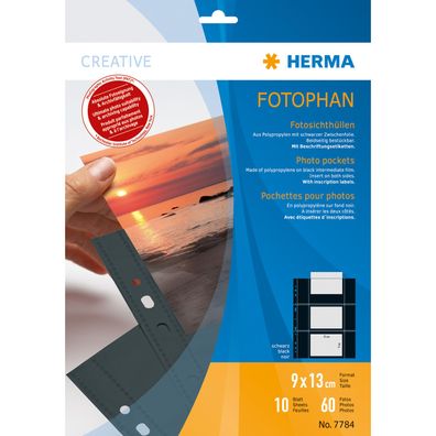 Fotophan Fotosichthüllen 9x13 cm quer schwarz 10 Hüllen