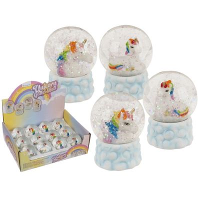 OOTB Glitterkugel Einhorn auf Sockel mit Wolkendekor