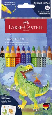 Faber Castell Buntstift Grip Jumbo 5,3 mm Dino 8 + 2 Etui