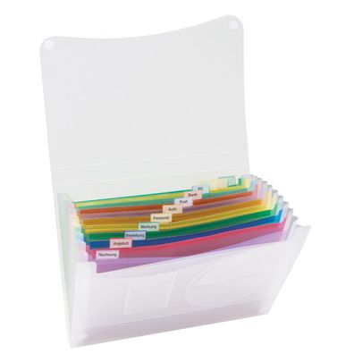 3x Fächertasche DIN A4 13Fächer Polypropylen transluzent