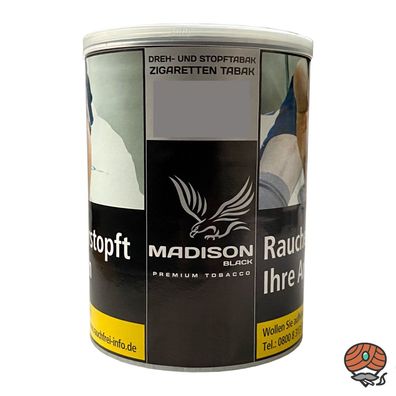 Madison Black/Schwarz 120g Dose Premium Tobacco Zware Drehtabak / Stopftabak