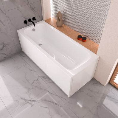 ECOLAM Badewanne 150x70 cm Pola Wanne Rechteck Schürze Ablaufgarnitur VIEGA