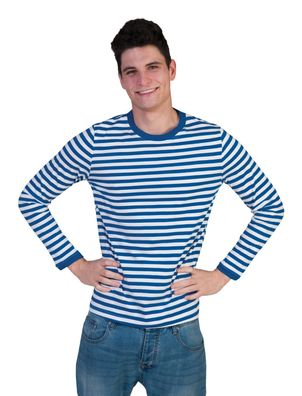 Ringelshirt Erwachsene blau-weiß Funny Fashion - Größe: XL