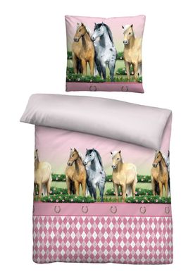 biberna Linon-Bettwäsche PFERDE