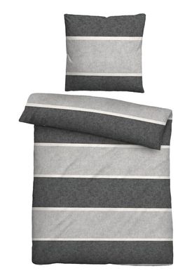 biberna Melange-Flanell Bettwäsche Blockstreifen