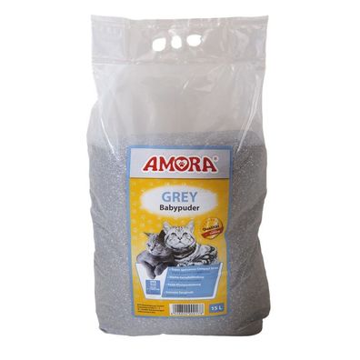 AMORA Katzenstreu Grey Compact Babypuder 15l