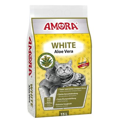 AMORA Katzenstreu White Compact Aloe Vera 15l