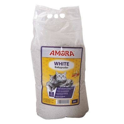 AMORA Katzenstreu White Compact mit Babypuder 8l