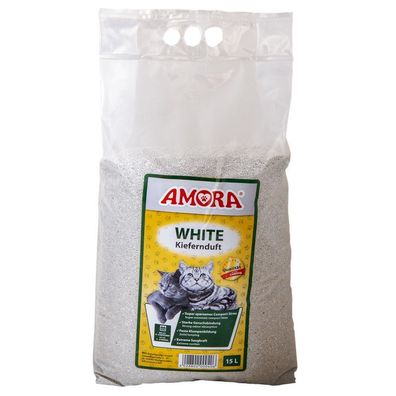 AMORA Katzenstreu White Compact mit Kiefernduft 15l