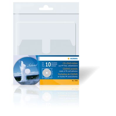 Herma Selbstklebetaschen PP für CD/DVD 129 x 130 mm 10 Stück