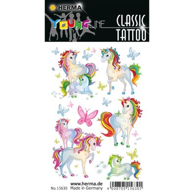 Classic Tattoo Colour Einhorn best friends