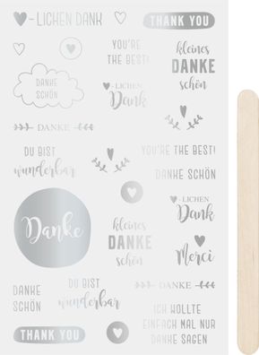 HEYDA Rubbelsticker Danke Thank you silber