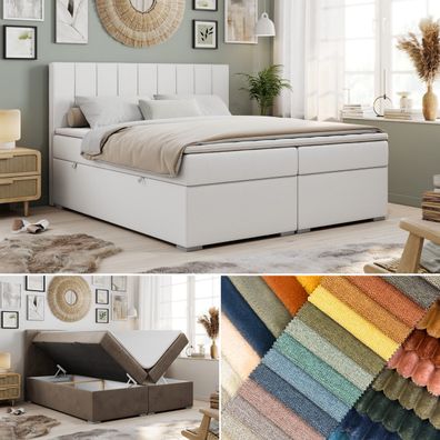 Boxspringbett mit 2 Bettkästen, Polsterbett mit Matratze und Topper - ALLY