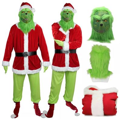 Erwachsene der Grinch Kostum Xmas Cosplay Manner Weihnachten Santa Kostum Sets