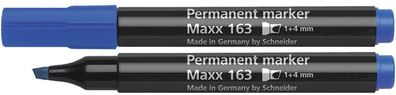 Schneider Permanent-Marker Maxx 163 blau blau, Keilspitze 1 + 4mm