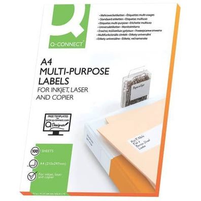 Q-Connect Inkjet+Laser+Kopier-Etiketten - 38,1x21,2 mm, weiß, 6500 Stück/100