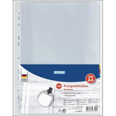 STY Prospekthüllen PP A4 genarbt 100er Pack