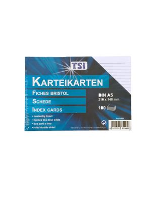 TSI Karteikarten A5 liniert beidseitig bedruckt 100 Stück
