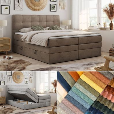 Boxspringbett, Polsterbett mit Bettkasten und Multipocket Matratze - LUKA KING