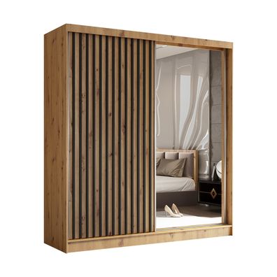 Kleiderschrank Erika 200 cm mit oder ohne Spiegel Schiebetüren