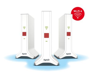 AVM FRITZ!Repeater Mesh Set 4200, Netzwerk-Repeater, 4200 Mbit/s, WLAN, Rot, Weiß