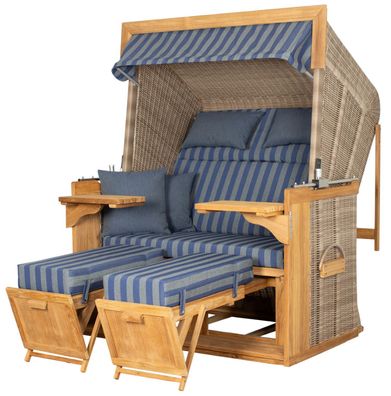 Strandkorb deVries PURE® Friesland Sylt XL - PE white kubu - Dessin 249 - inkl