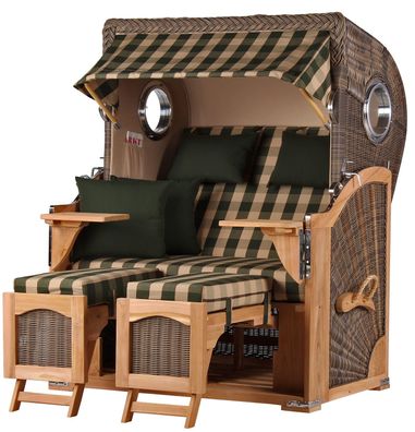 Strandkorbset - bene living - Ammersee 2-Sitzer Teak - PE grau - Modell 506