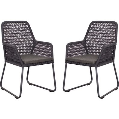 2er Set deVries Diningsessel Adora Rope - black dark grey