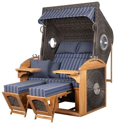 Strandkorb deVries PURE® Sailor XL - PE stone grey - Dessin 249 - inkl. Schutzhülle