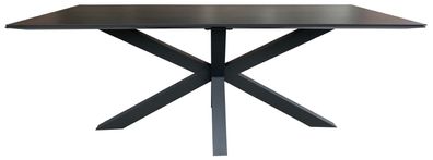 Tisch Malaga - 200 x 90 cm - gesinterter Stein dunkelgrau - Gestell Kreuz-Form