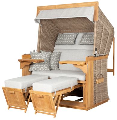 Strandkorb deVries PURE® Friesland Sylt XL - PE white kubu - Dessin 507 - inkl