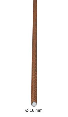 Betonstahl-Stab Ø 16 mm - 6 Stück, 10 cm (28,92 &euro; m), Baustahl