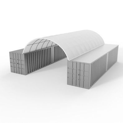 Containerdach 6x12m mit PVC-Rückwand 750g/m2