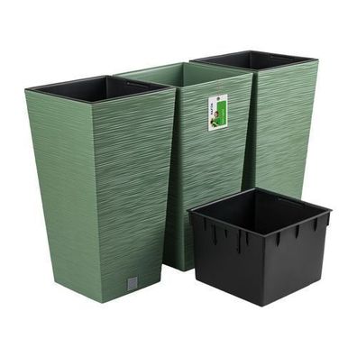 3X Blumentopf Pflanzkübel FURU Square Balkonkasten Blumenkübel Grün 60 L