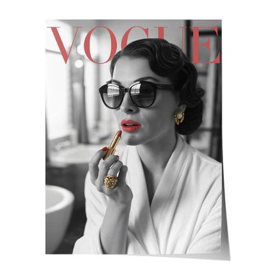 Coco Chanel Poster Leinwandbild VOGUE cover Badezimmer Deko schwarz weiß Mode Bild