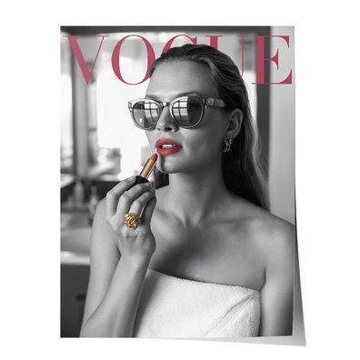 Kate Moss Poster Leinwandbild VOGUE cover Badezimmer Deko schwarz weiß Mode Bild